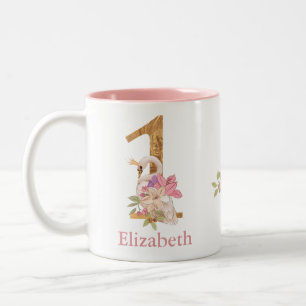 Princess Swan 1st Birthday Two-Tone Coffee Mug