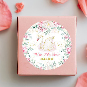 Princess Swan Baby Shower Classic Round Sticker