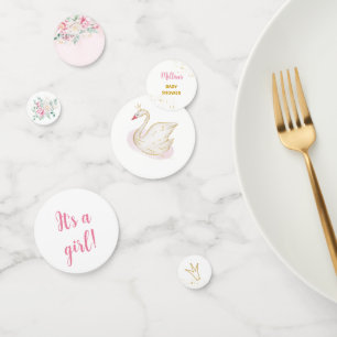 Princess Swan Baby Shower It's a girl Confetti
