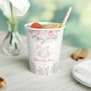 Princess Swan Baby Shower Paper Cups