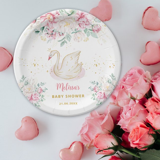 Princess Swan Baby Shower Paper Plate (Creator Uploaded)