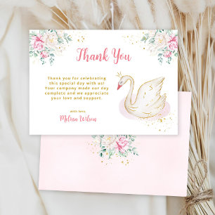 Princess Swan Baby Shower Thank You Card
