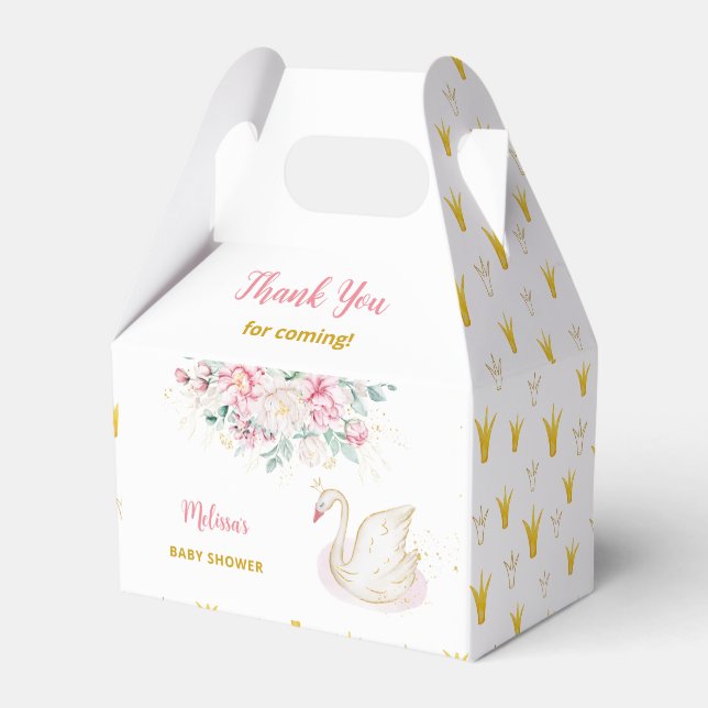 Princess Swan Baby Shower Thank You Favour Box (Front Side)