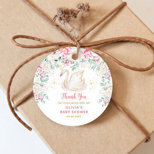 Princess Swan Baby Shower Thank You Favour Tags