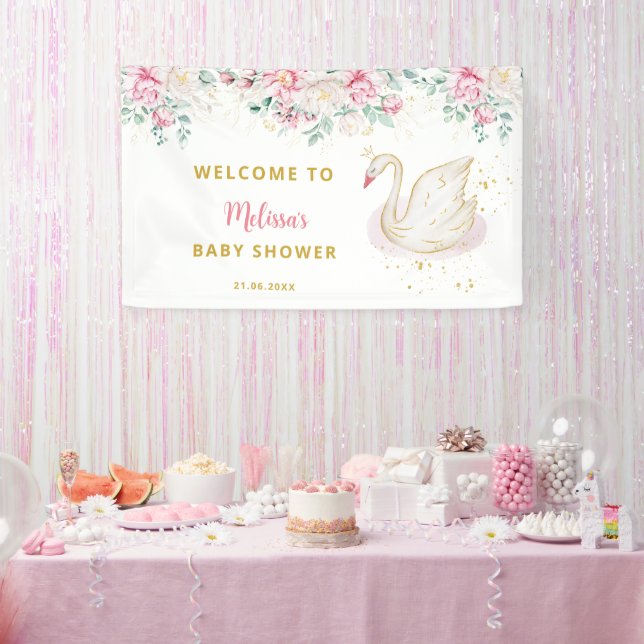 Princess Swan Baby Shower Welcome Banner (Party)