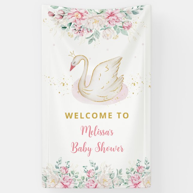 Princess Swan Baby Shower Welcome Banner (Vertical)
