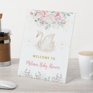 Princess Swan Baby Shower Welcome Pedestal Sign