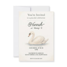 Princess Swan Birthday Invitation for Girls 