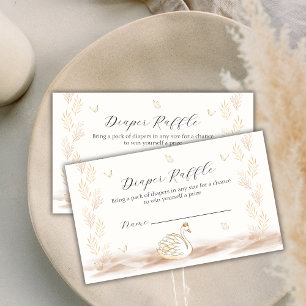 Princess Swan Butterfly Diaper Raffle Baby Shower Enclosure Card