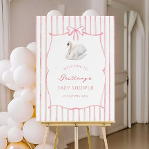 Princess Swan Girl Baby Shower Welcome Sign