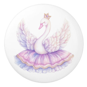 Princess Swan Girl's Ceramic Knob