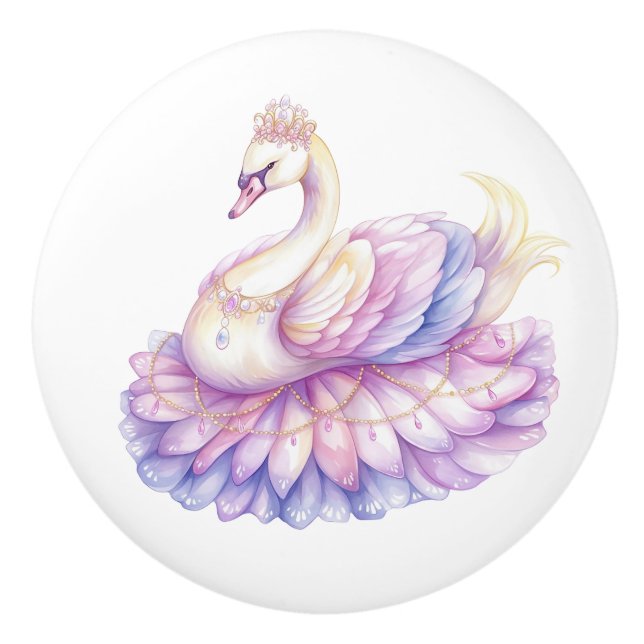 Princess Swan Girl's Ceramic Knob (Front)