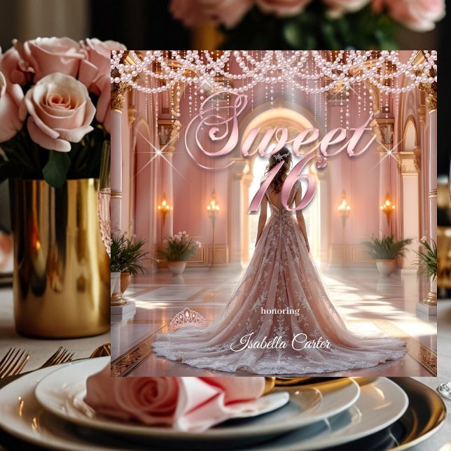 Princess Sweet 16 Birthday Party Blush Pink Invitation (Creator Uploaded)