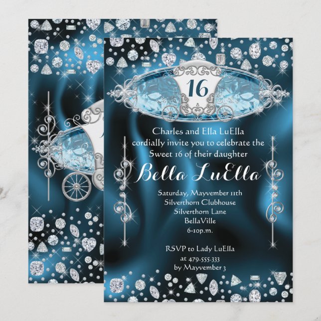 Princess Sweet 16 Bling Party Invitation (Front/Back)