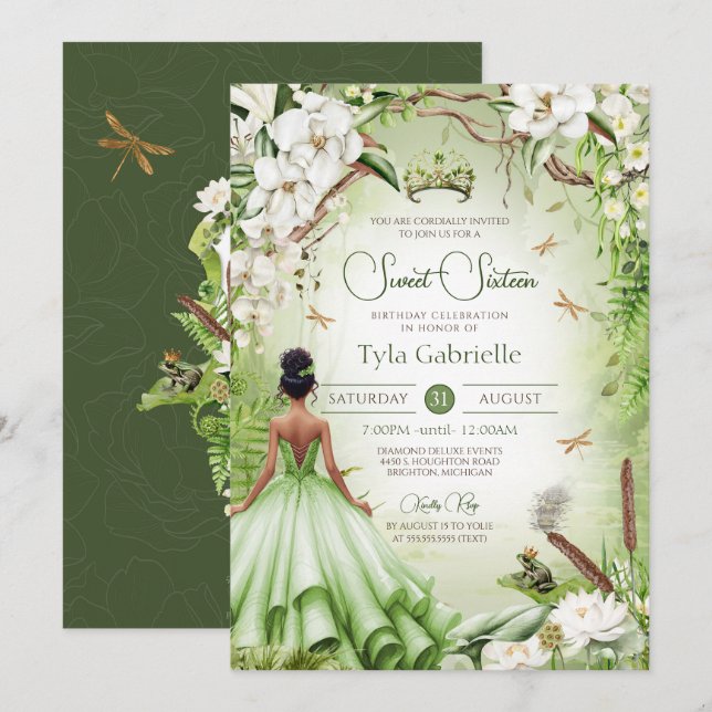 Princess Sweet 16 Frog Prince Birthday Invitation (Front/Back)