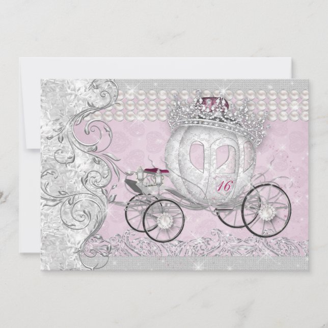 Princess Sweet 16 Quince Anos Bling Carriage Invitation (Front)