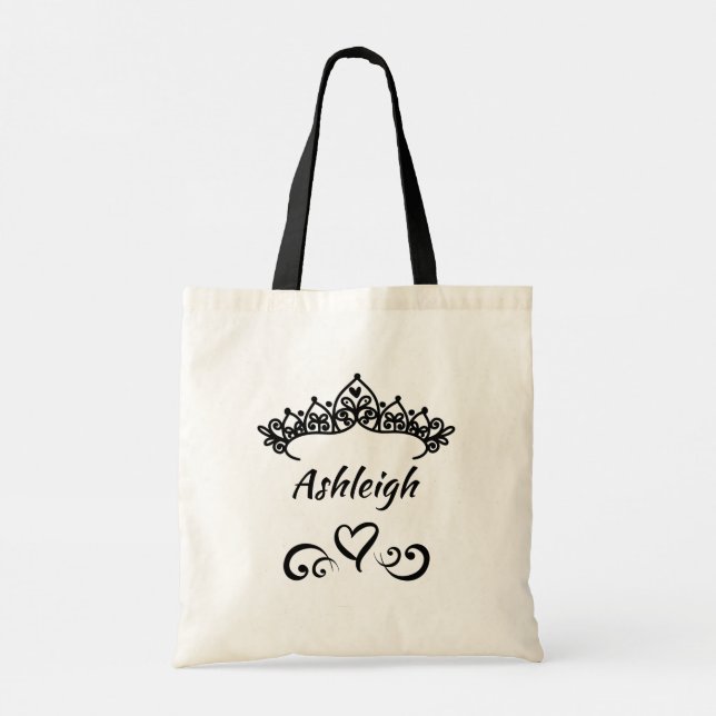 Princess Swirly Doodle Tiara Tote Bag (Back)