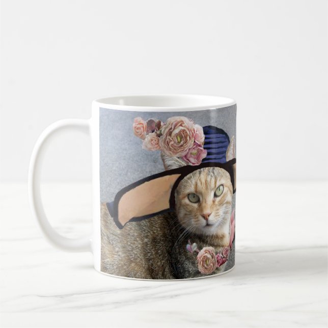 PRINCESS TATUS CAT,ELEGANT BIG DIVA HAT AND ROSES COFFEE MUG (Left)