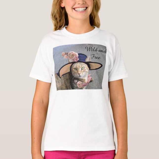 PRINCESS TATUS CAT Elegant Hat,Roses Wild and Free T-Shirt (Front)