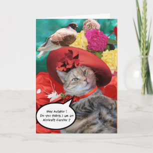 PRINCESS TATUS CAT,RED HAT AND PIGEON Father's Day Card