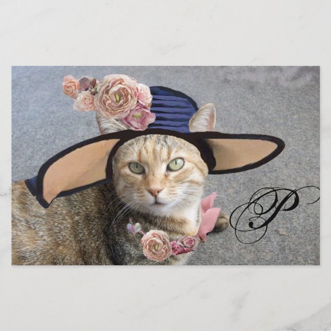 PRINCESS TATUS /ELEGANT CAT,BIG DIVA HAT AND ROSE STATIONERY (Front)