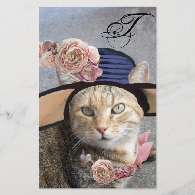 PRINCESS TATUS /ELEGANT CAT,BIG DIVA HAT AND ROSE STATIONERY (Front)