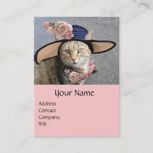 PRINCESS TATUS /ELEGANT CAT,BIG DIVA HAT AND ROSES BUSINESS CARD