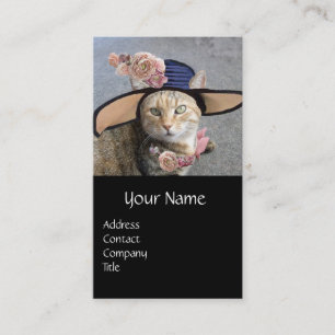 PRINCESS TATUS /ELEGANT CAT,BIG DIVA HAT AND ROSES BUSINESS CARD