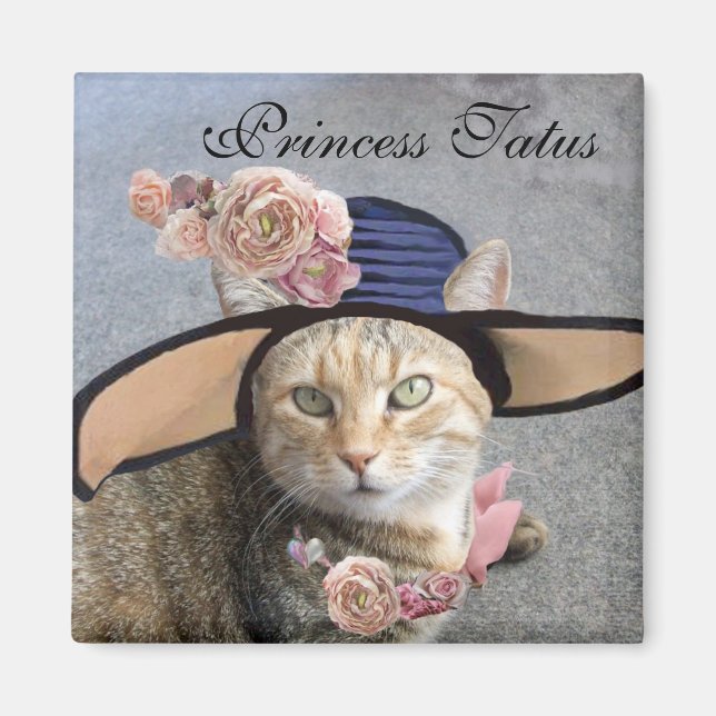 PRINCESS TATUS /ELEGANT CAT,BIG DIVA HAT AND ROSES MAGNET (Front)