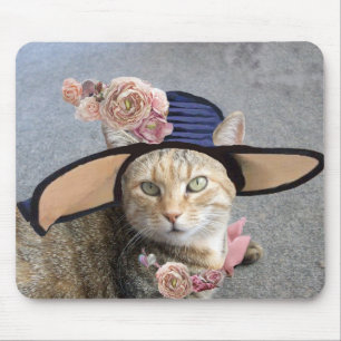 PRINCESS TATUS /ELEGANT CAT,BIG DIVA HAT AND ROSES MOUSE MAT