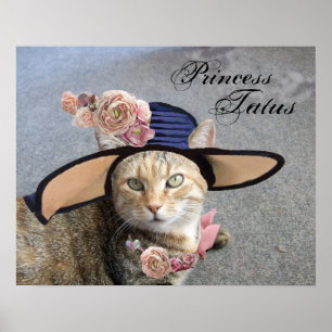 PRINCESS TATUS /ELEGANT CAT,BIG DIVA HAT AND ROSES POSTER