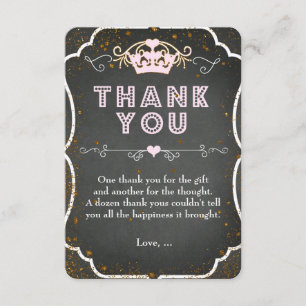 PRINCESS TEA PARTY Birthday Glitter Thank You Card