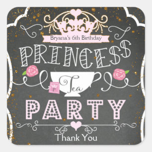PRINCESS TEA PARTY Birthday Party Favour Stickers
