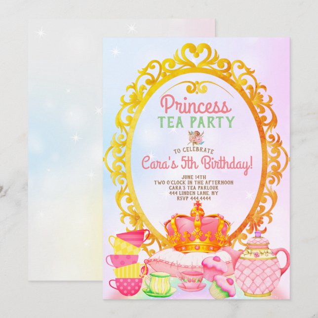 Princess Tea Party Birthday Party Invitation (Front/Back)