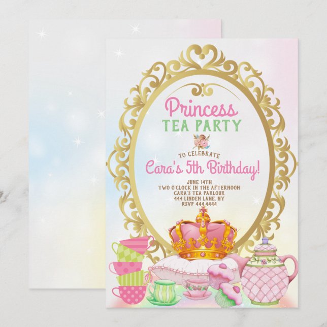 Princess Tea Party Birthday Party Invitation (Front/Back)
