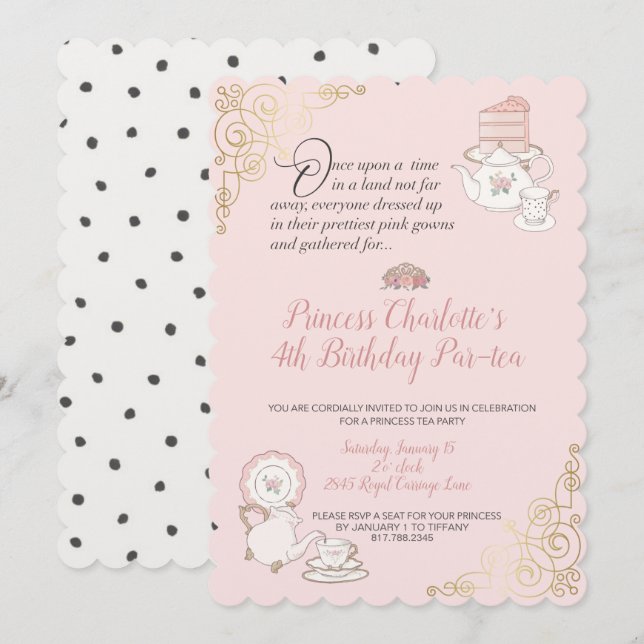 Princess Tea Party Girl’s Birthday Invitation (Front/Back)