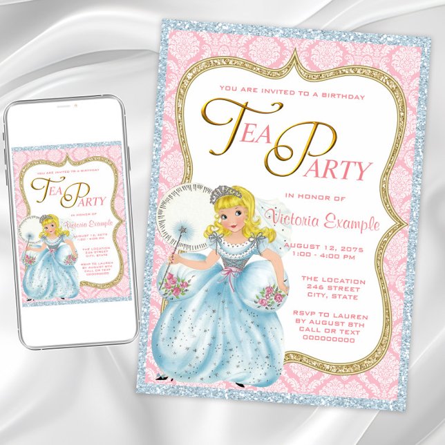 Princess Tea Party Invitation (Pretty princess tea party invitation. Instant download and printed invitations available.)
