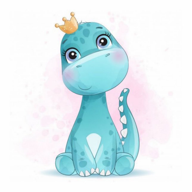 Princess Teal Dinosaur Baby Shower Cake Topper  Standing Photo Sculpture (Front)