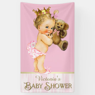 Princess Teddy Bear Baby Shower Banner