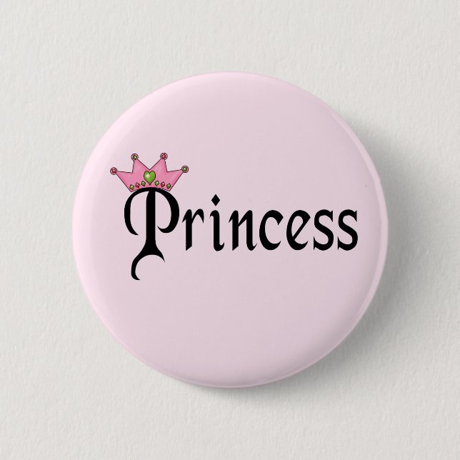 Princess Text with Crown 6 Cm Round Badge (Front)