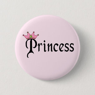 Princess Text with Crown 6 Cm Round Badge