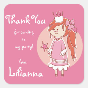Princess Thank You Stickers//Square Square Sticker
