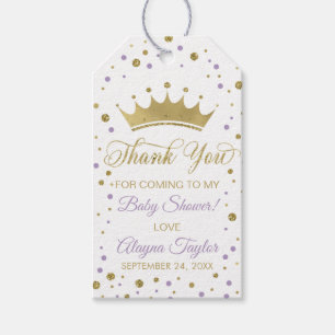 Princess Thank You Tag, Purple, Faux Glitter Gift Tags