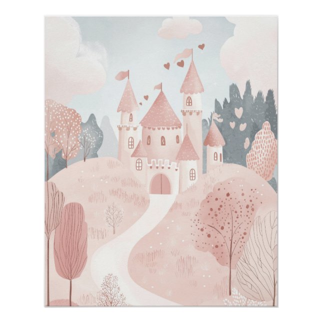 Princess Theme Nursery, Kids Wall Art Girls Room (Front)
