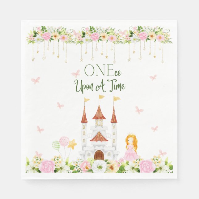 Princess Theme Party - First Birthday Napkin (Front)