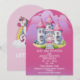 Princess Themed Girl Birthday Invitation 