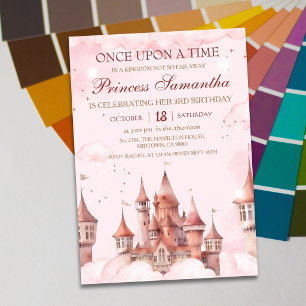Princess third Birthday magical fairy tale castle Invitation