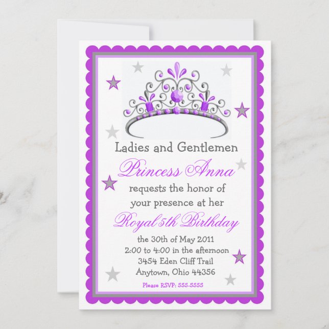 Princess Tiara Birthday Invitation (Front)