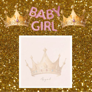 Princess Tiara Blush Baby Shower Personalised Napkin