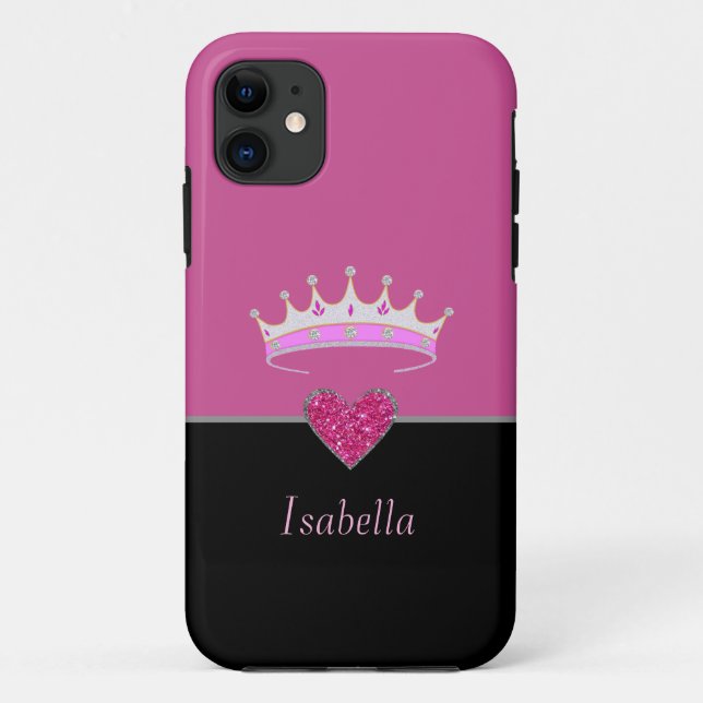 Princess Tiara Crown on Rose Gold and Black Case-Mate iPhone Case (Back)